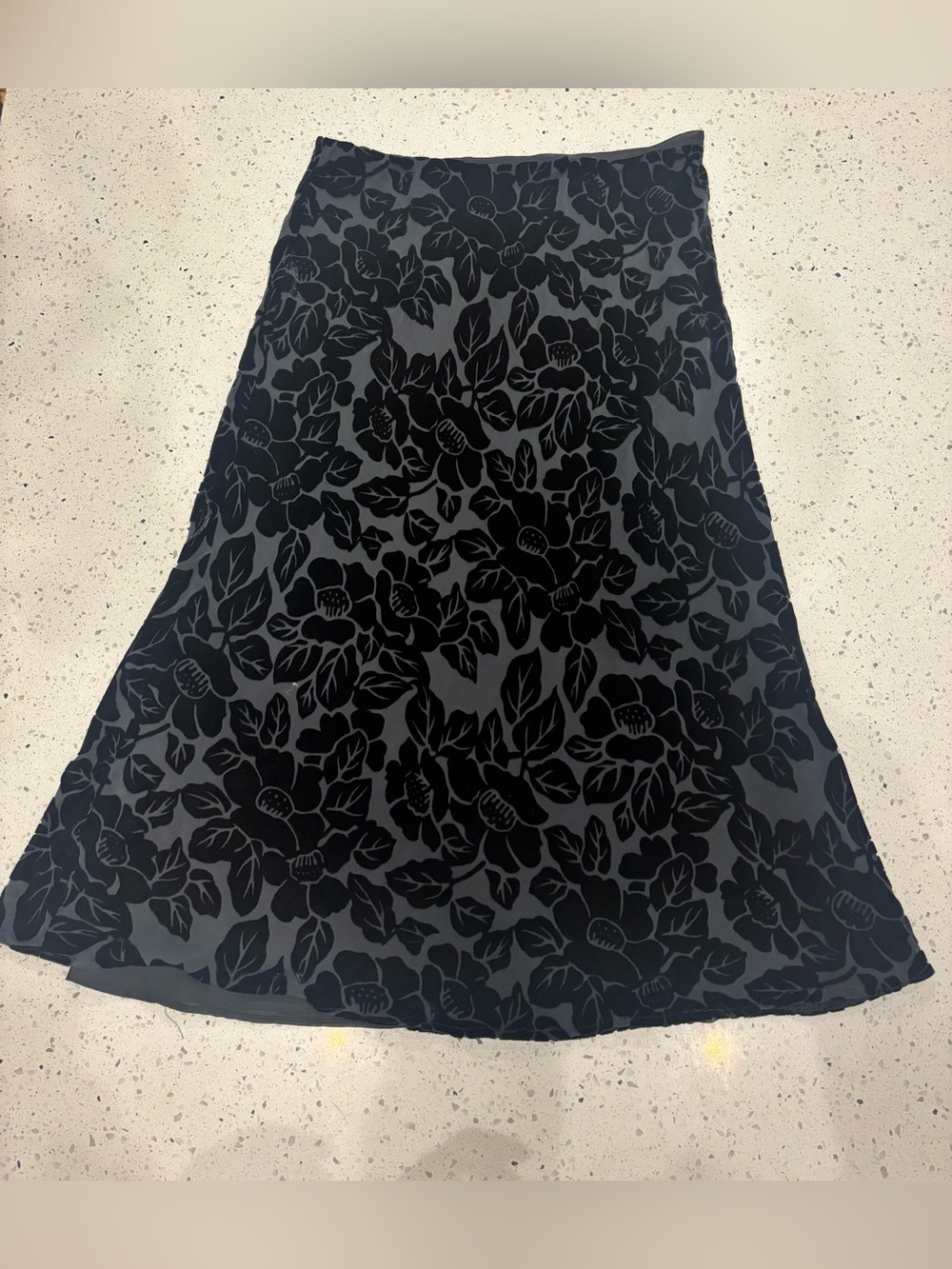 Lily Vintage Silk Blend Floral Velvet Burn Out Skirt EUC Size L